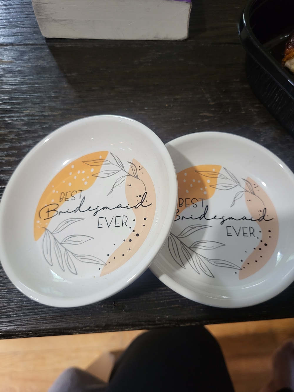 Best Bridesmaid Ever Ceramic Trinket Dishes - Peach/White